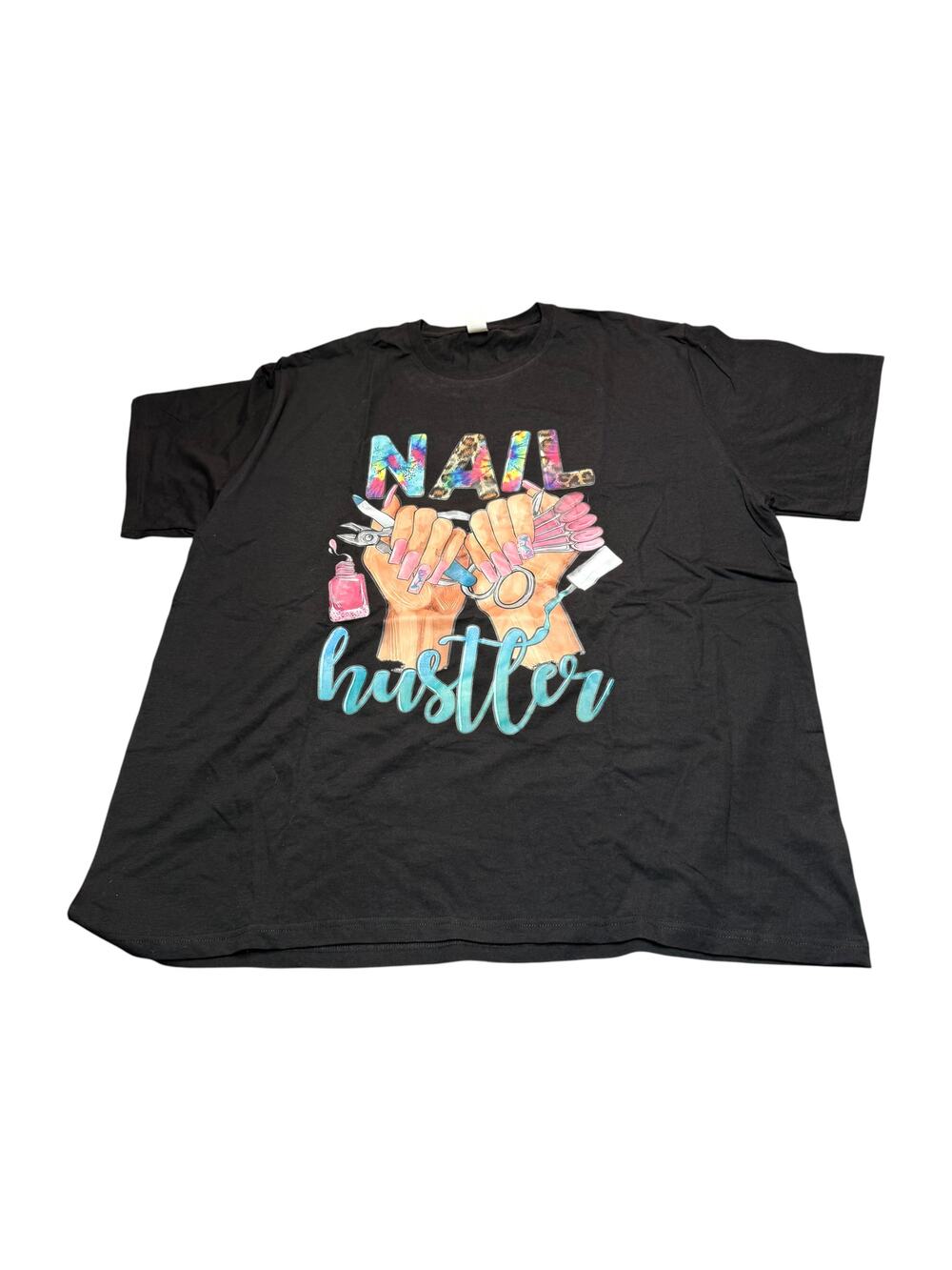 Nail Hustler Black Oversized Graphic Tee 3XL Nail Tech